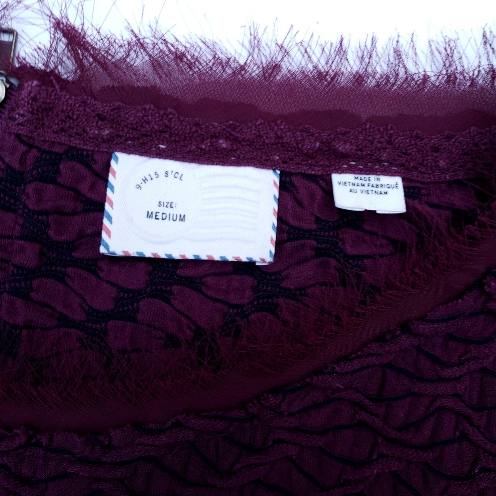 Anthropologie Postmark Plum Black Textured Top - Picture 5 of 6